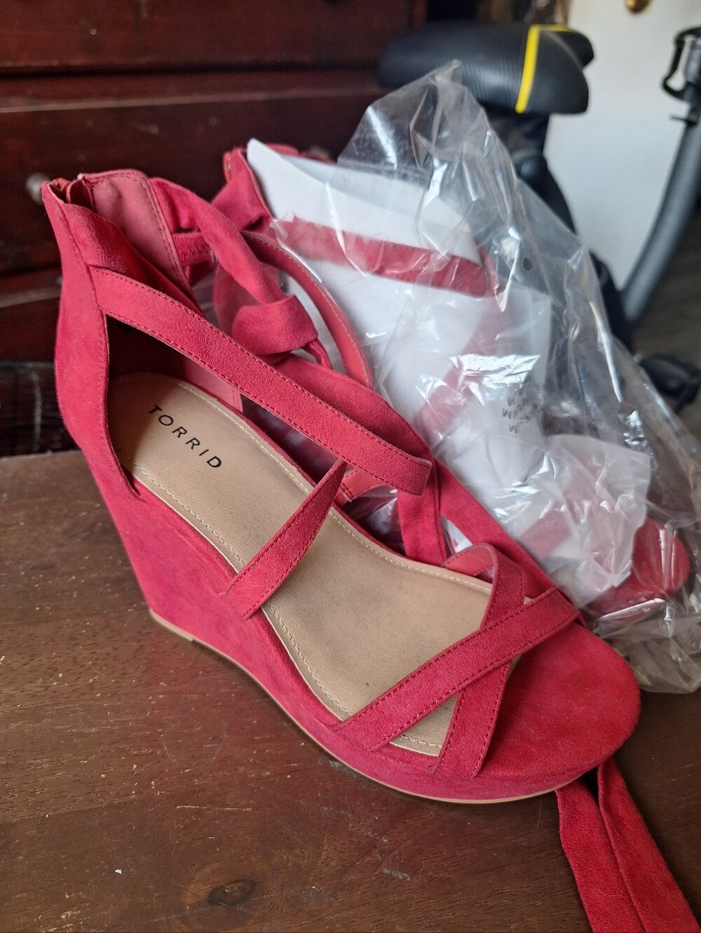 torrid Red Suede Strappy Lace-Up Wedge Sandals